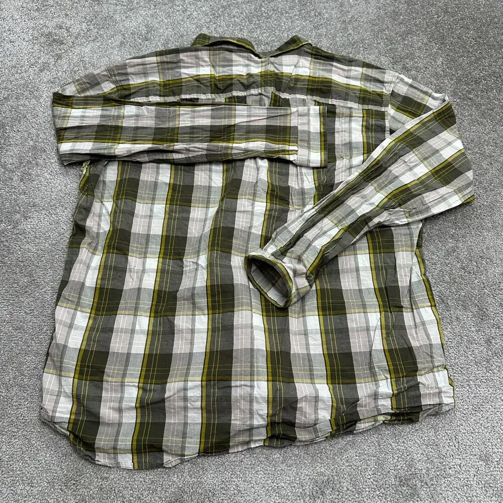 Columbia Shirt Men XXL Green Plaid Long Sleeve Button Down Cotton Casual Outdoor